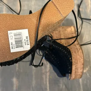 NWT‎ TONY BIANCO Beliba Black Crochet Cork Wedges Size 36 thumbnail 6