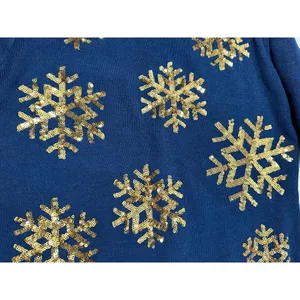 Tipsy‎ Elves Blue Mini Sweater Dress With Gold Sequin Snowflakes Size XS NWT thumbnail 15