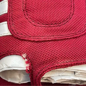 Y2K 2000s Vintage Red Platform Chunky Canvas Slide Sandals White Stripes Sz 6.5 thumbnail 3