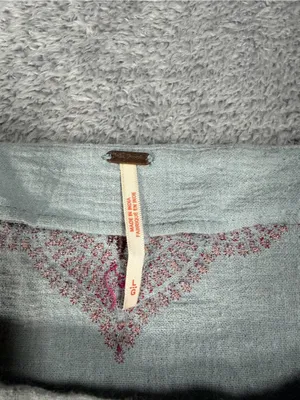 Free people Light Blue Embroidered Boho Top - Floral Accent large thumbnail 5