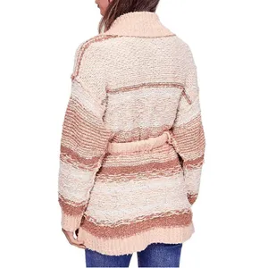 Free People Cozy Cabin Chunky Knit Boho Ivory Peach Cardigan Sweater Oversized X thumbnail 10