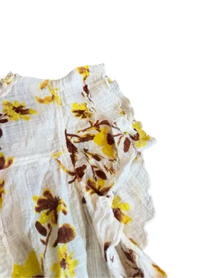 Free People One Naya Floral Crop Top Shirt Blouse Gauze Stretch Size Large thumbnail 11