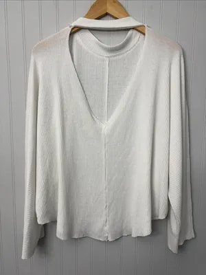 We The Free Ribbed Long Sleeve Top Women Size Large thumbnail 3