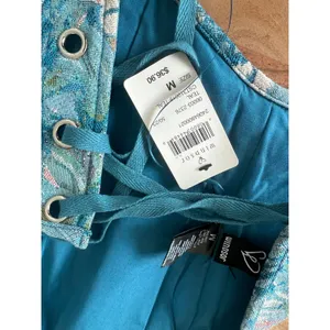 NWT M Lace Up Jacquard Corset Top Bustier Tapestry Tube Sleeveless Windsor Women thumbnail 4