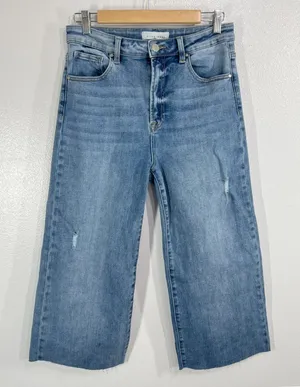 Risen High Rise Wide Cuffed Jeans 22" Inseam‎ Petite Crop Capri Women 11 / 30 thumbnail 1