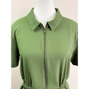Beyond Yoga Olive Green City Chic Short Sleeve Mini Zip Shirtdress Large thumbnail 11