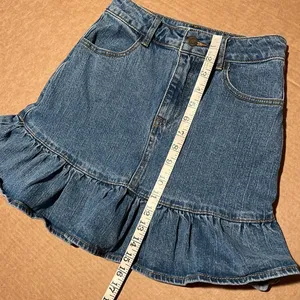 Brandy Melville Y2K ruffled denim mini skirt by J. Galt, size S thumbnail 8