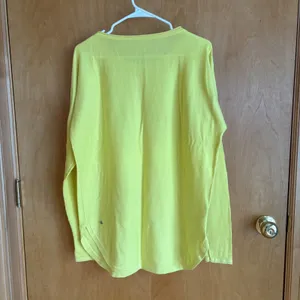 Lululemon Sweater Womens‎ XL Yellow Long Sleeve Ribbed Cuff Back Logo Curved Hem thumbnail 3