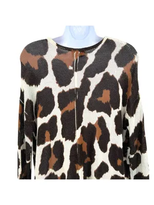 Show Me Your Mumu Wildcat Knit Hug Me Sweater Leopard Brown Black White Size XS thumbnail 10