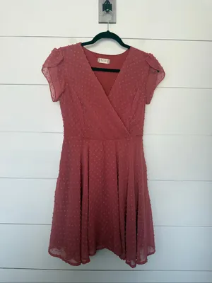 Altar’d State Women’s Medium Coral Faux Wrap Mini Dress thumbnail 1