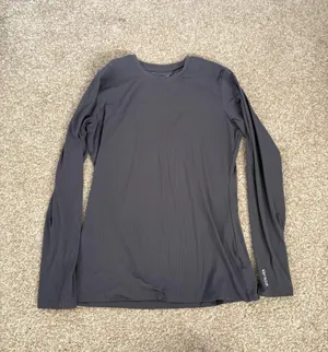 FIGS Ribbed Long Sleeve Underscrub Charcoal thumbnail 1