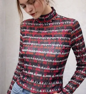 Emily Lovelock‎ MIRI Mesh Tulle Tee Pink XS Heart Print Y2K Valentines Day NWT thumbnail 1