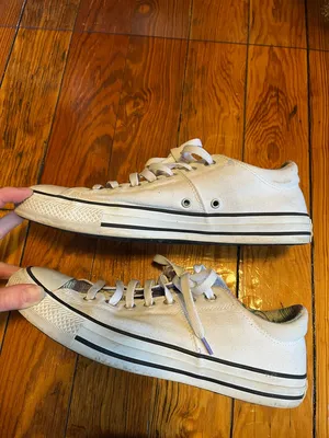 Converse White Low Top Sneakers with Multicolor Star Pattern thumbnail 6