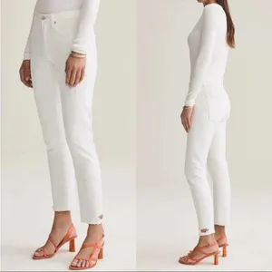 Agolde 27 Toni Slim Straight Jeans White Stretch Denim A133-1085 Minimalist thumbnail 2