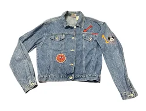 Vintage 90s Disney Mickey & Co Mickey Time Classic Denim Jean Jacket‎ Size S/M* thumbnail 1