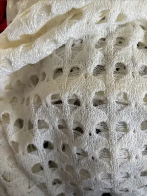 Boutique Crochet Knit Crop Top LS & Midi Pencil Skirt Ivory Open Weave Set Small thumbnail 6