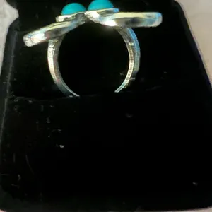 Beautiful Stainless Steel Bohemian Faux Turquoise and Silver Ring Size 7 thumbnail 2