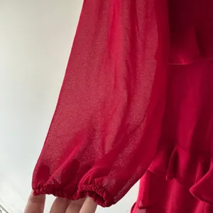 Francesca’s Trixxi Red Long‎ Sleeve Layered Ruffle V Neck Dress thumbnail 3