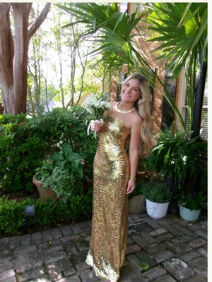 Simon Miller Sculpty Strapless Sequin Maxi Dress Gold thumbnail 2