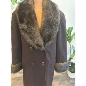 Vintage JP 1893 Women's Wool Brown‎ Faux Fur Trim Double Breasted Coat Size 8 thumbnail 3