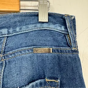 Kancan Blue Wide Leg Distressed High Rise Jeans Womens 31 Denim Classic Raw Hem thumbnail 9