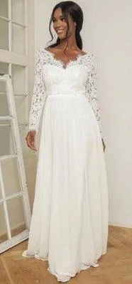 Lulu’s Forever Starts Tonight White Lace Long Sleeve Maxi Wedding Bridal Dress thumbnail 1