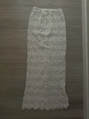 White Crochet Maxi Swim Cover Up Skirt Women’s Small thumbnail 2