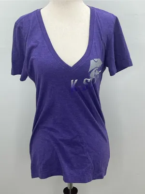 Nike Womens Kansas State K-State Wildcats Purple V-Neck Graphic T-Shirt Large thumbnail 1