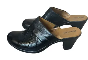 Björndal Shoes Susan Womens 6M Black Leather Mule Slip On Casual Heel Neutral thumbnail 1