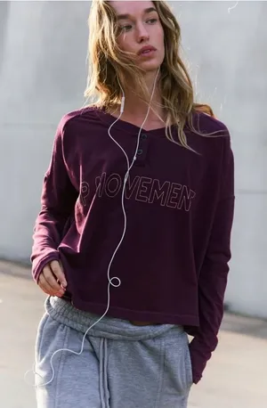 Free People Movement Now Or Never Layer Cropped Tee Shirt Embroidered Logo Small thumbnail 1