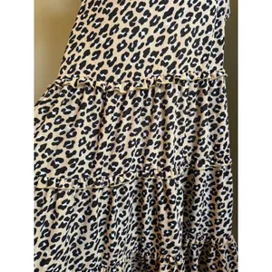 Simply Southern Leopard Print Tiered Ruffle Tie Mini Dress XL Tan Black boho Y2K thumbnail 2
