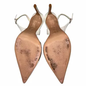 Schutz White Leather & Clear Acrylic Slingback Pointy Toe Heels Shoes 11 thumbnail 13