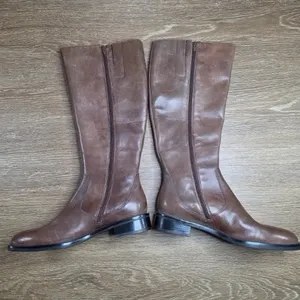 ECCO Hobart 25MM Riding Boots Women's 40 9-9.5 Brown Leather Knee High Buckle thumbnail 3