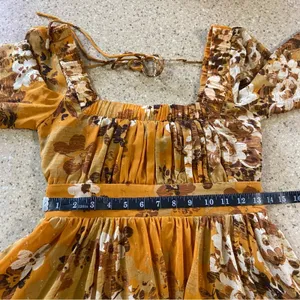 NWOT Lulus Gorgeous Vibe Yellow Floral Print Babydoll Mini Dress thumbnail 8