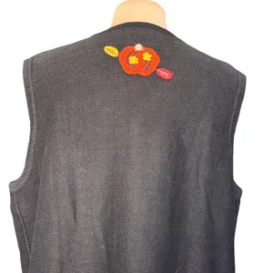 Vintage Karen Scott Halloween Sweater Vest Hand Embroidered Ghost Pumpkin Witch thumbnail 6