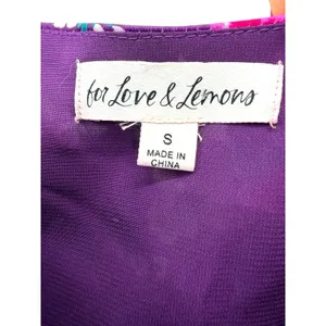 For Love‎ & Lemons Penny Purple Floral Ruched Puff Sleeve Crop Top Small Revolve thumbnail 6