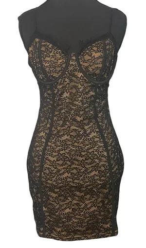 SheIn Black Lace Corset Bodycon Mini Dress Underwire Bustier Sz M (6) Valentines‎ Sexy thumbnail 1