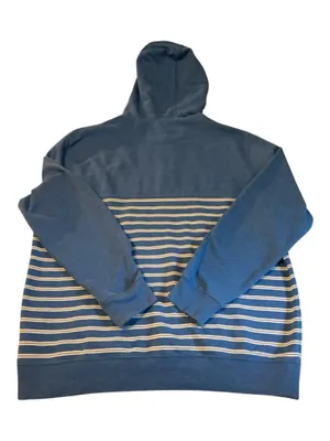 Chaps Men's Extra Large Quarter-Zip Striped Hoodie - Blue & White XL thumbnail 2