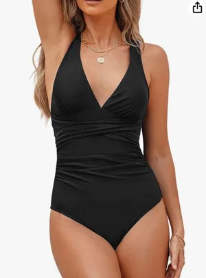 Cupshe Women's One Piece Swimsuit Wide Strap Wrapped Self Tie thumbnail 1