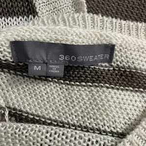 360 Sweater Jagger Sweater Stripe Crossback Knit‎ Linen White Brown Size Medium thumbnail 10