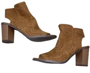 Comfort camel color heeled open toe booties size 9 new thumbnail 1