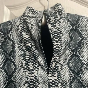 Meshki Gray Snakeskin Long Sleeve Thong Bodysuit Clubcore Going Out Y2K Glam thumbnail 5