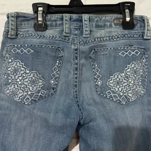 Wrangler Rock 47 Low Rise Jeans 26x30 Bling Embellished Light Wash Denim Western thumbnail 4
