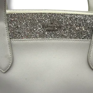 Kate Spade Tote Bag Womens Grey Saffiano Leather Silver Glitter‎ Trim Zip Top thumbnail 8
