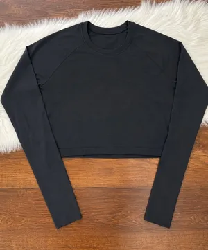 Lululemon Swiftly Tech Cropped Long Sleeve Black Size 12 thumbnail 1