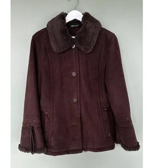 Vtg Penny Lane Jacket Coat Size M Y2K Boho Indie Faux Fur Lined 90’s Bro…​​​​ thumbnail 1