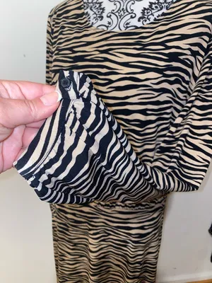 LOFT Animal Print Long Sleeve Maxi Dress Size 14 Stretch Like New thumbnail 6