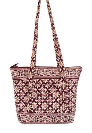 Vera Bradley Burgundy Tote Bag Quilted Cotton Large Shoulder Bag Retired 2006 thumbnail 1