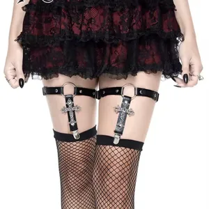 Black Gothic Leg Garters thumbnail 1