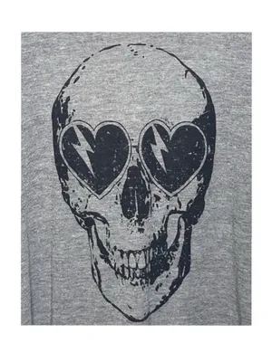 new Chaser ☻︎ Heart Eye Skull Draped Open Cross Back Tee T Shirt ☻ ︎Heather ☻︎ L thumbnail 7